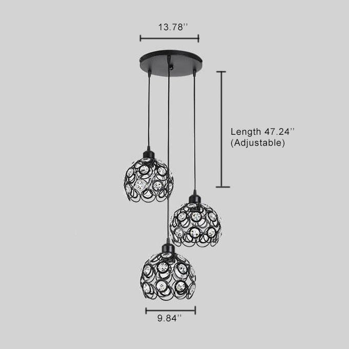 Wrought Iron Crystal Ball 3-Light Chandeliers 2 Design