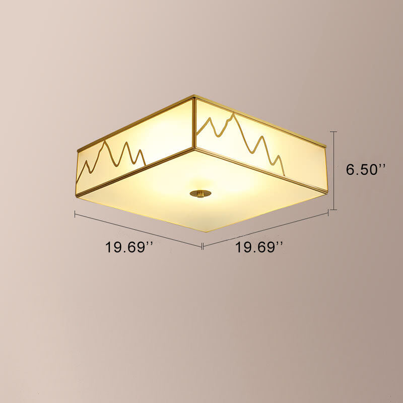 Moderne quadratische 3-Licht-Chinesische Elemente-Unterputzbeleuchtung 