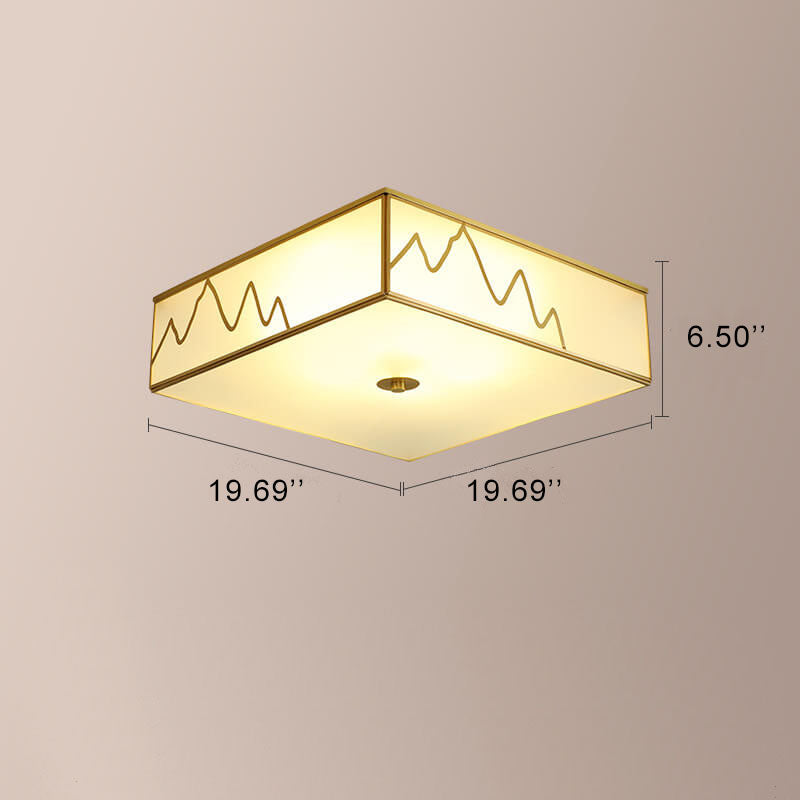 Modern Square 3-Ligth Chinese Elements Flush Mount Lighting