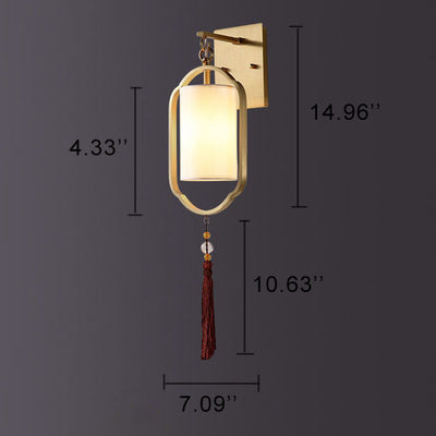 Chinese Style Fabric 1-Light Armed Sconce Lamp