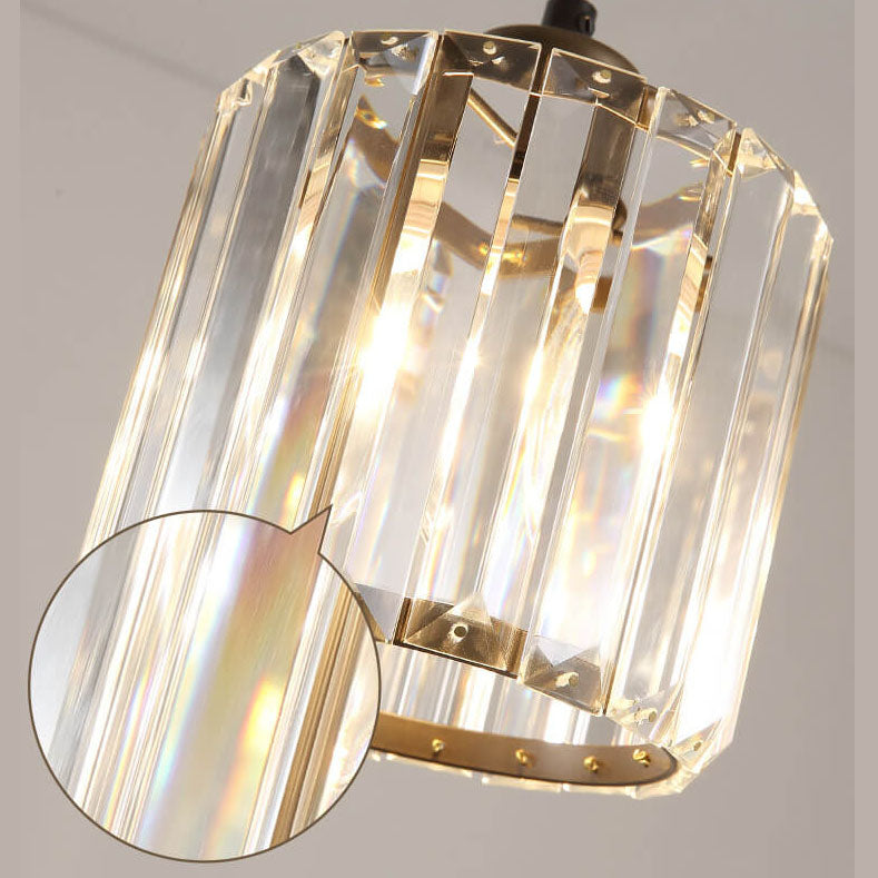 Lámpara colgante de tarro cilíndrico con 3 luces de cristal texturizado 