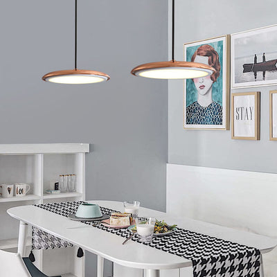 Lámpara colgante LED de metal con forma de platillo volante nórdico Macaron 