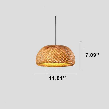 Lámpara colgante de una sola cúpula con 1 luz de ratán 
