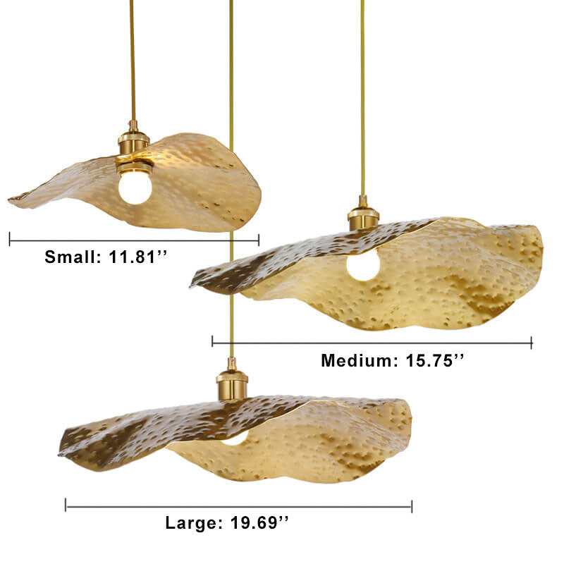 Moderne Hängelampe in Lotusblatt-Form mit goldenem Bronzeton, 1-flammig 