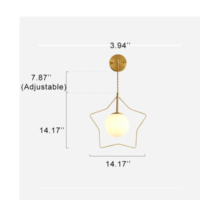 Pentagram Shape Glass Ball 1-Light Wall Sconce Lamp