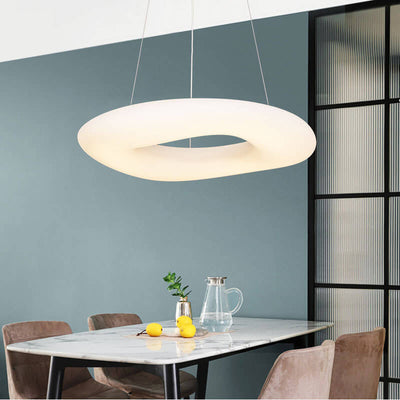 Minimalist White Loop Acrylic LED Chandeliers