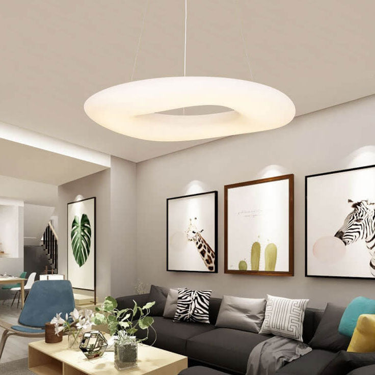 ثريات LED أكريليك بحلقة بيضاء بسيطة 