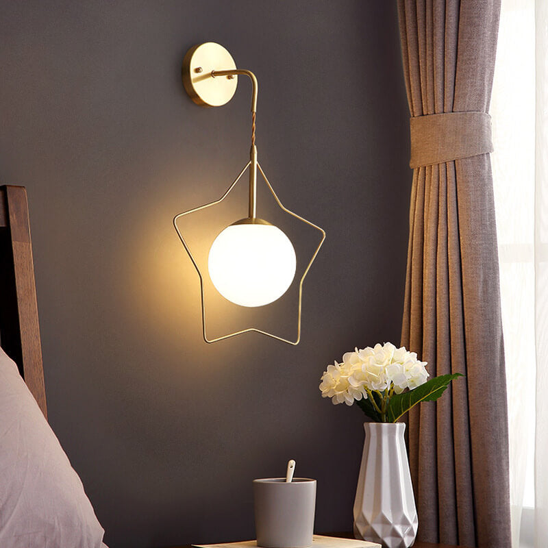 Pentagram Shape Glass Ball 1-Light Wall Sconce Lamp