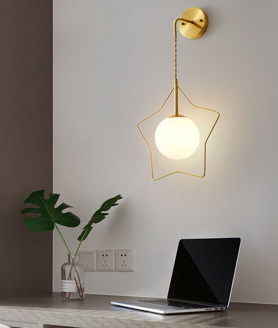 Pentagram Shape Glass Ball 1-Light Wall Sconce Lamp