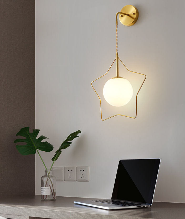 Pentagram Shape Glass Ball 1-Light Wall Sconce Lamp