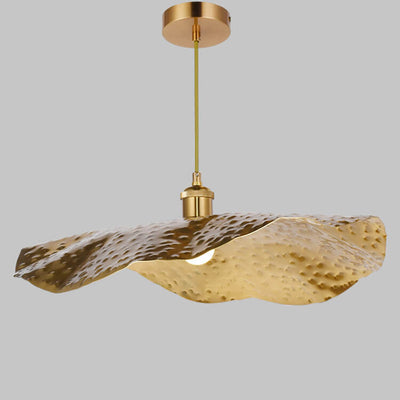 Modern Golden Bronze Color Lotus Leaf Shape 1-Light Pendant Light