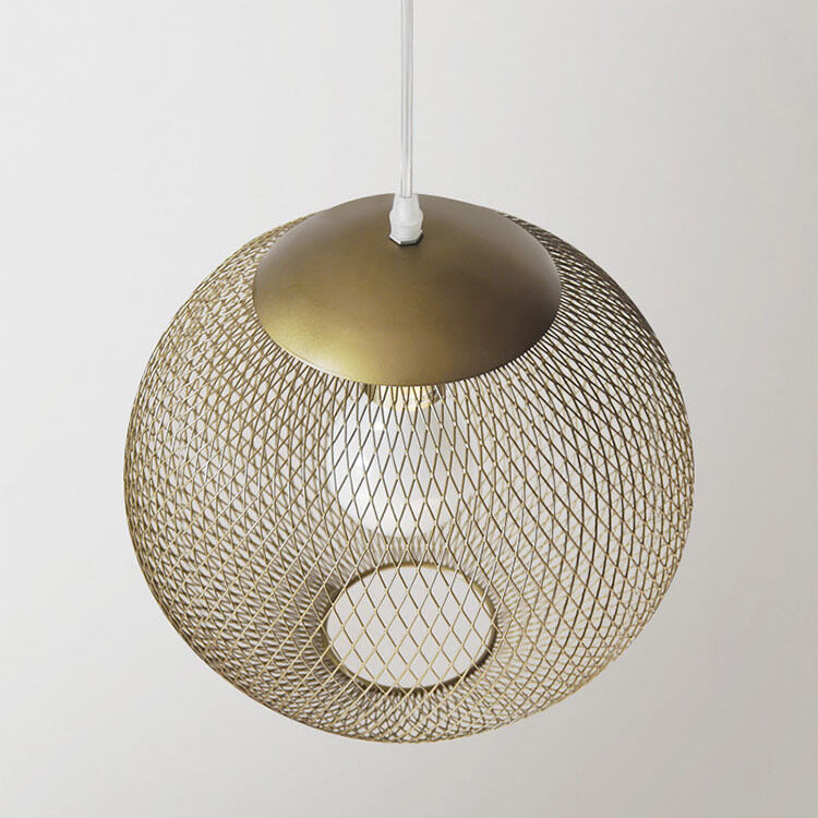 Industrial Golden Iron Mesh 1-Light Globe Pendant Light