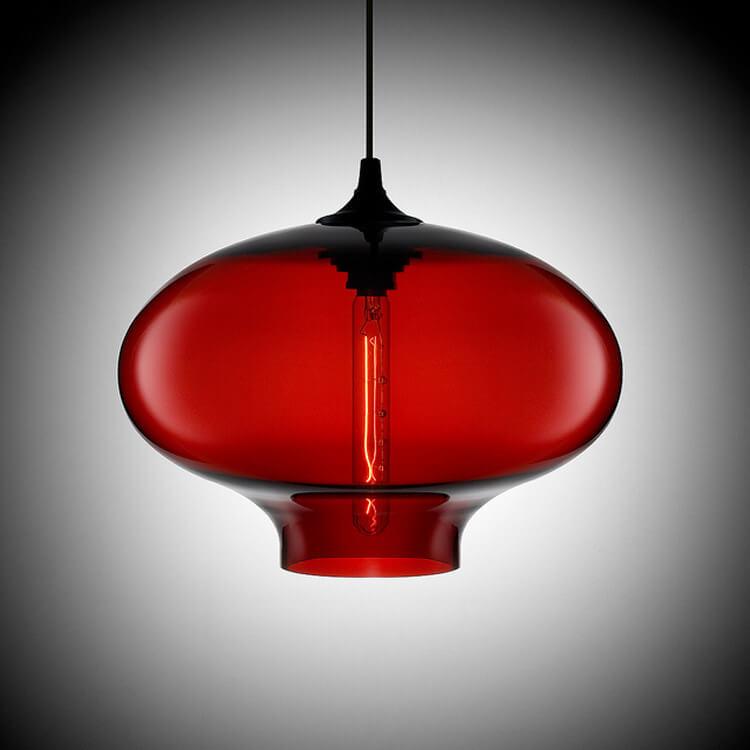 Industrial Colorful Glass 1-Light Oval Shaped Pendant Light