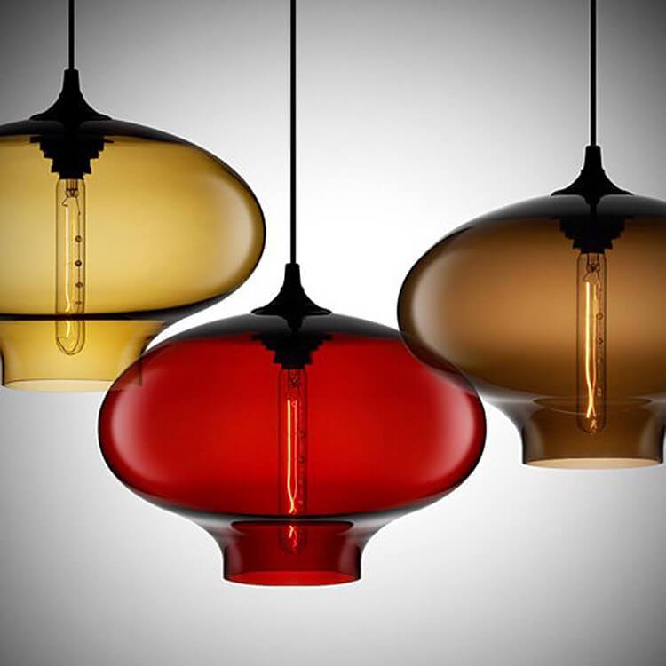 Industrial Colorful Glass 1-Light Oval Shaped Pendant Light