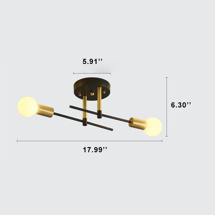 Minimalist 2-Light LED Semi-Flush Mount Lighting