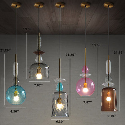 Nordic Bunter Zuckerstangen-Glas 1-Licht LED Pendelleuchte 