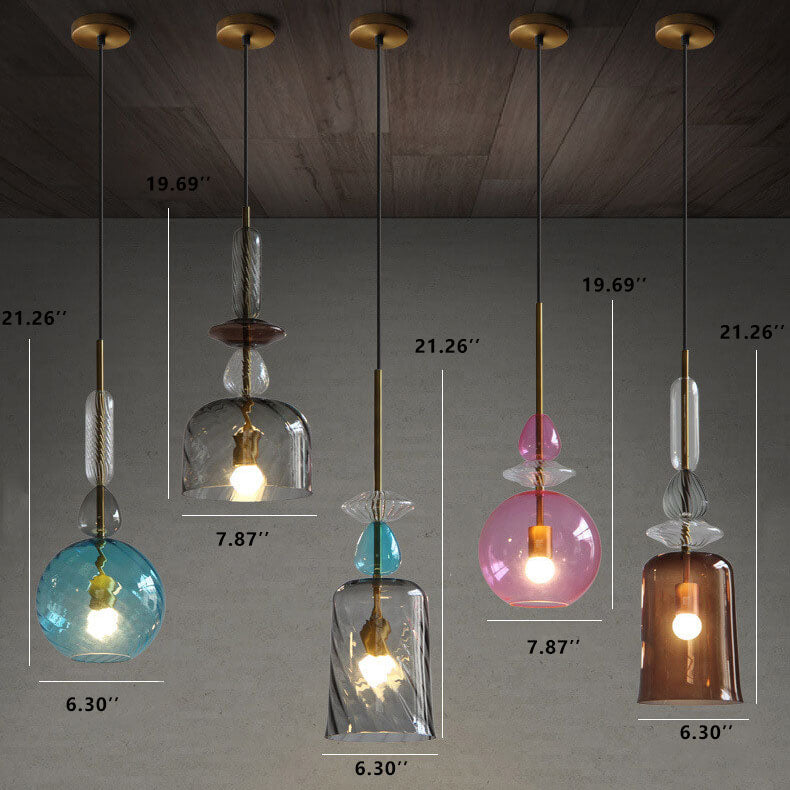 Nordic Bunter Zuckerstangen-Glas 1-Licht LED Pendelleuchte 