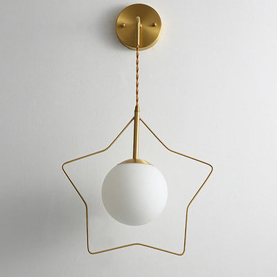Pentagram Shape Glass Ball 1-Light Wall Sconce Lamp