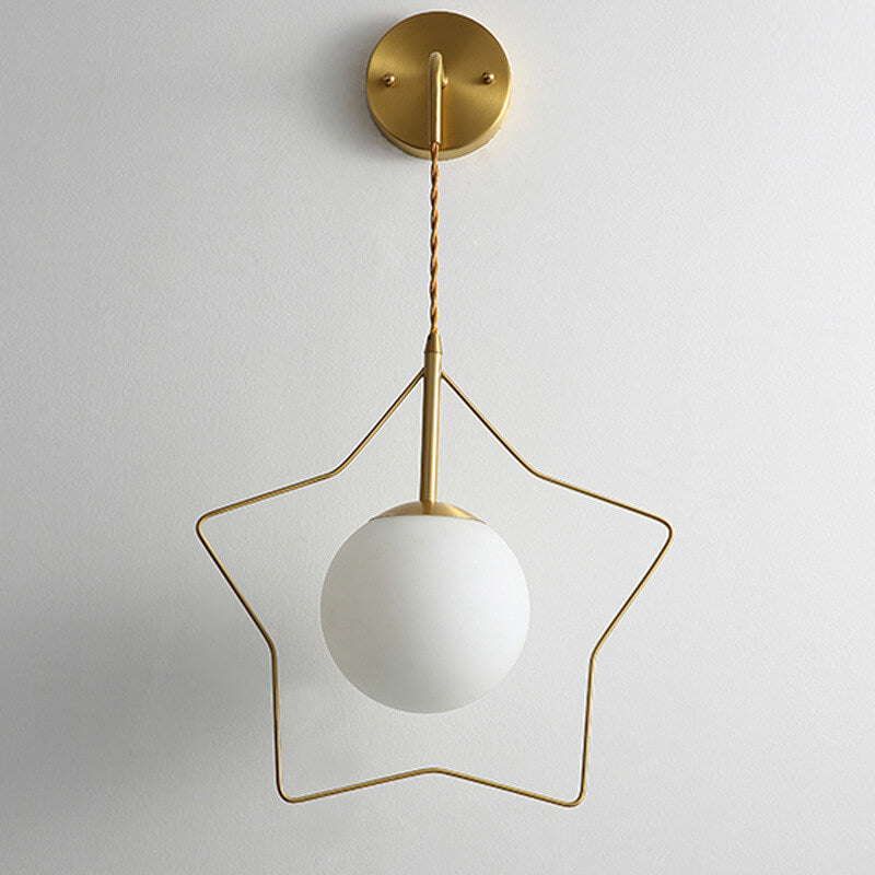 Pentagram Shape Glass Ball 1-Light Wall Sconce Lamp