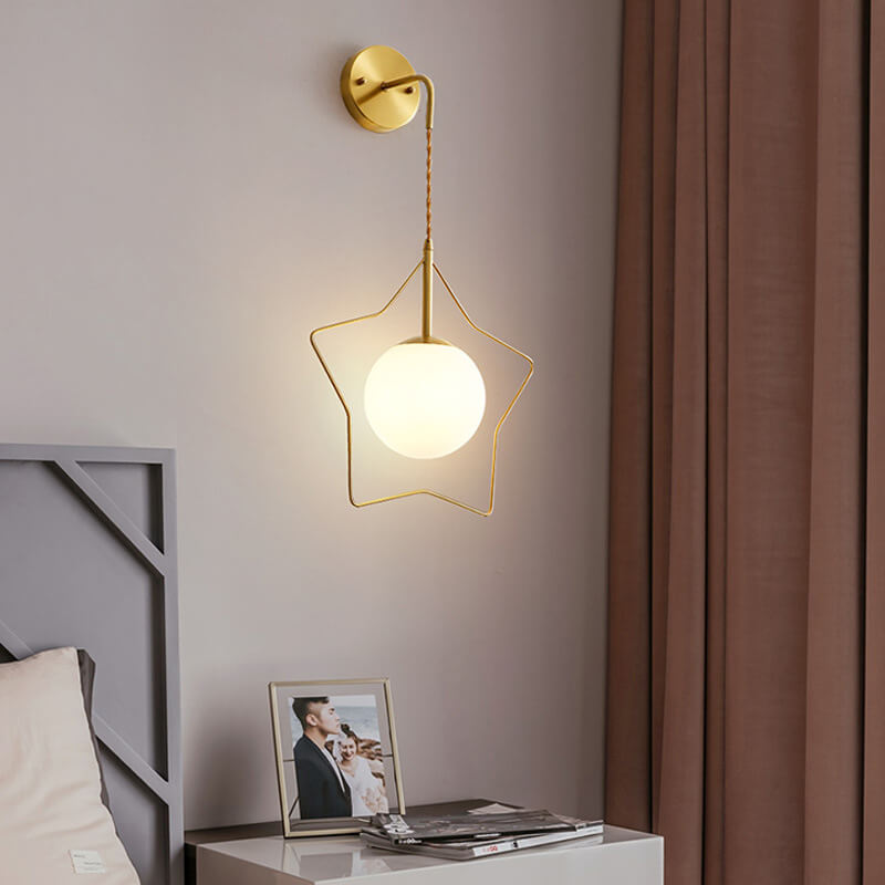 Pentagram Shape Glass Ball 1-Light Wall Sconce Lamp