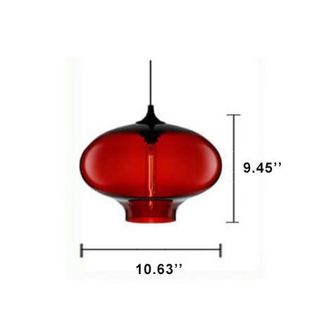 Industrielle bunte 1-flammige ovale Pendelleuchte aus Glas 