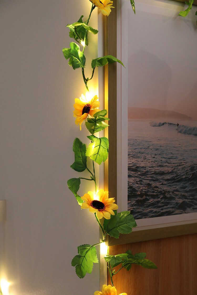Guirlandes Lumineuses Tournesol Patio Jardin Décoratives de Thanksgiving à Piles 