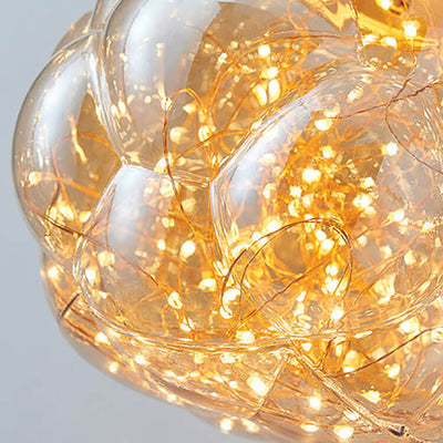 Lampe suspendue LED à 1 lumière en pot de perles de verre créative et moderne 