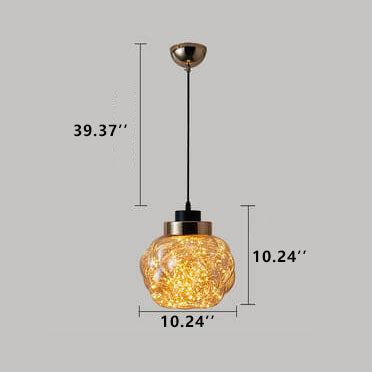 Lampe suspendue LED à 1 lumière en pot de perles de verre créative et moderne 