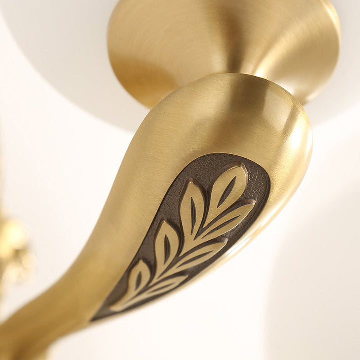 Lampe de luxe européenne en laiton avec tasse en verre, Base sculptée, applique murale à 1/2 lumières 