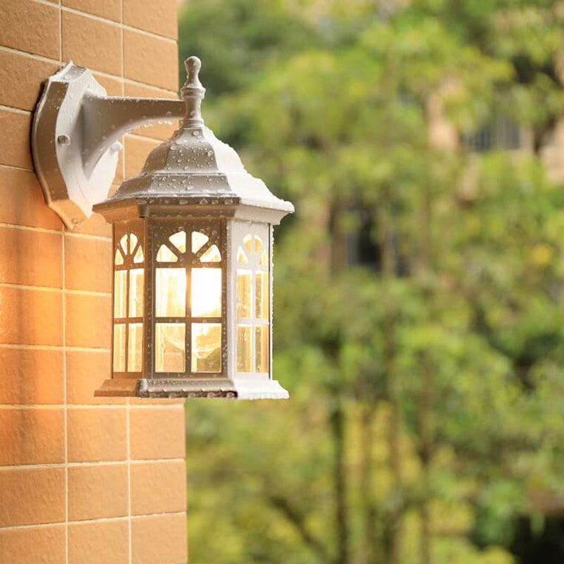 European Waterproof Retro Pavilion Design 1-Light Outdoor Wall Sconce Lamp