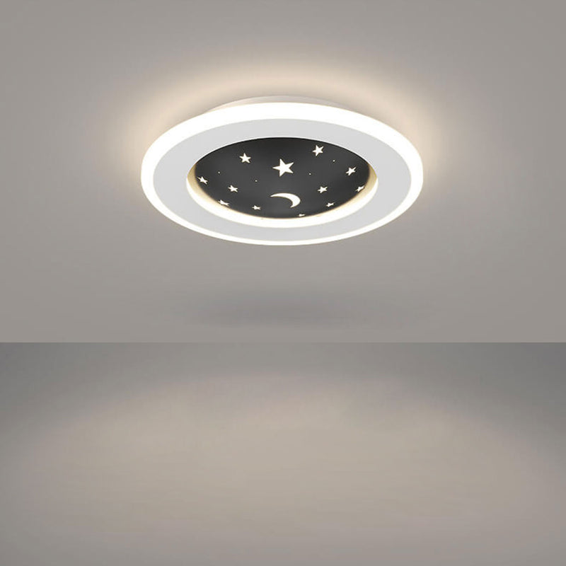 Nordic Minimalist Starry Sky Square Round Wrought Iron Aluminum LED Flush Mount Ceiling Light