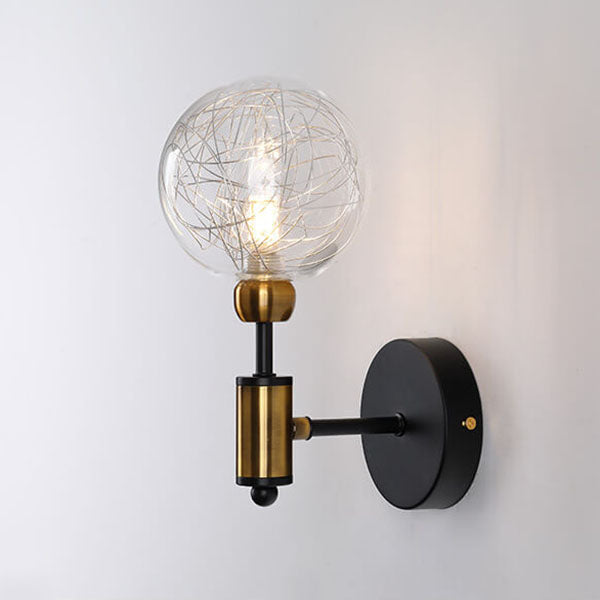 Nordic Vintage Iron Glass Ball 1/2 Light Wall Sconce Lamp