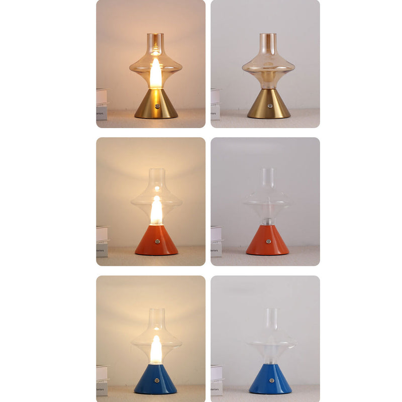 Nordic Retro High Boron Glass USB Charging LED Night Light Table Lamp