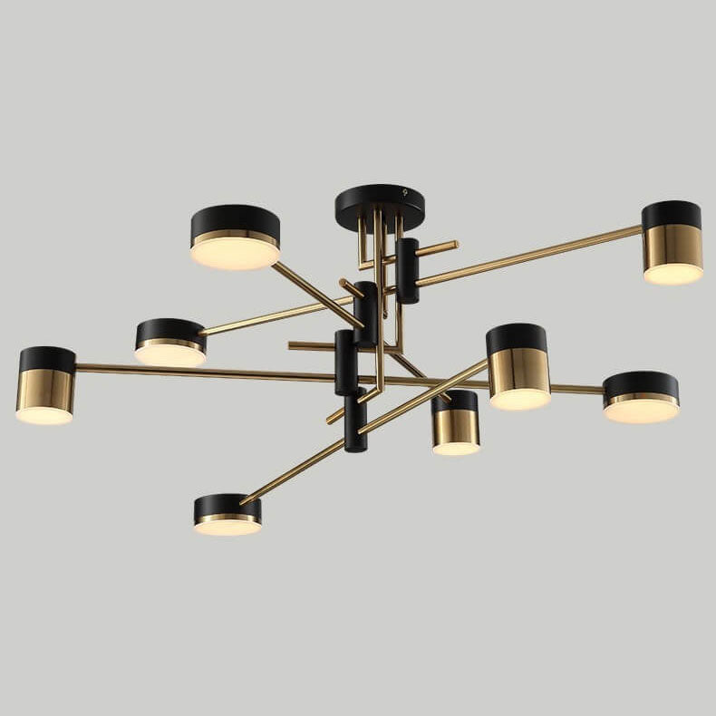 Modern Minimalist Black Gold Balanced 4-8 Light Semi-Flush Mount Light