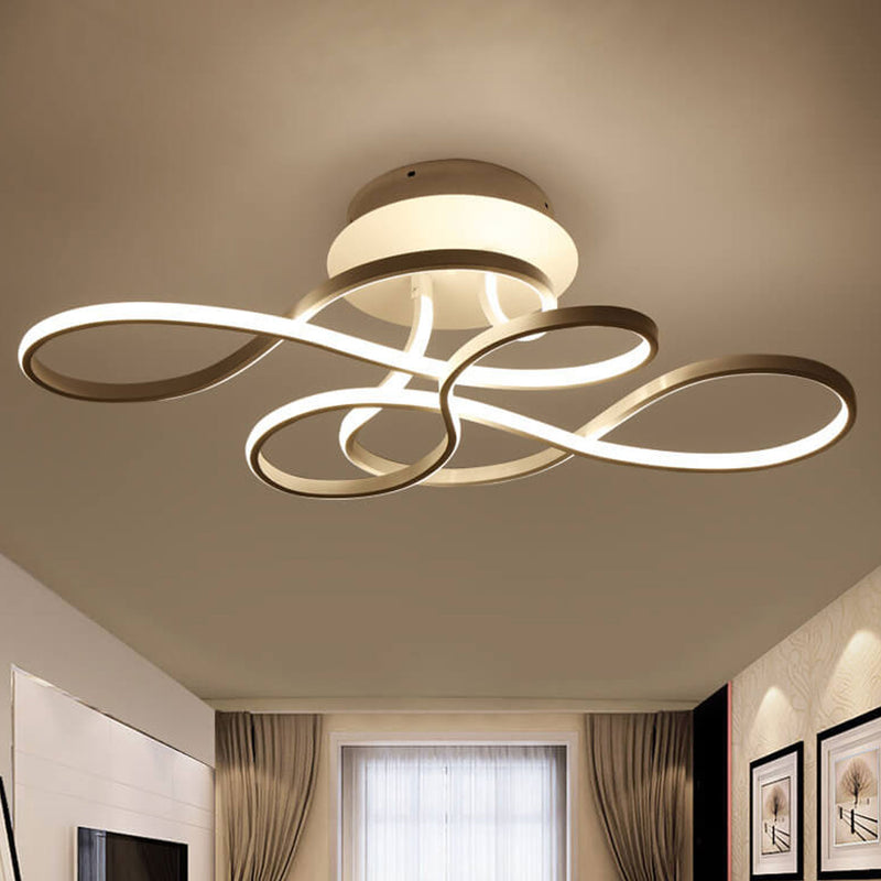 Modern Minimalist Aluminum Acrylic Line LED Flush Mount Ceiling Light