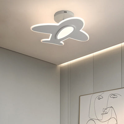 Modern Minimalist Cartoon Airplane LED Semi-Flush Mount Light