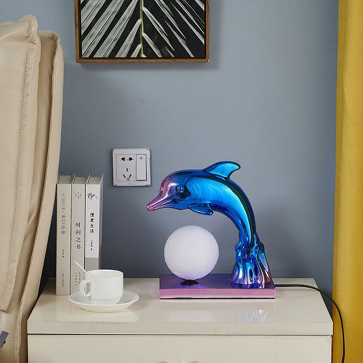 Lampe de Table 1 Lumière avec Abat-jour en Forme de Dauphin Créatif Nordique 
