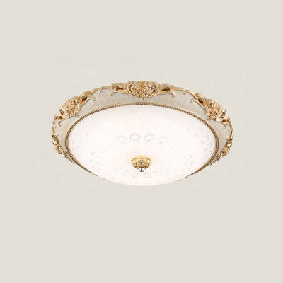 European Retro Round Floral Design LED Flush Mount Ceiling Light