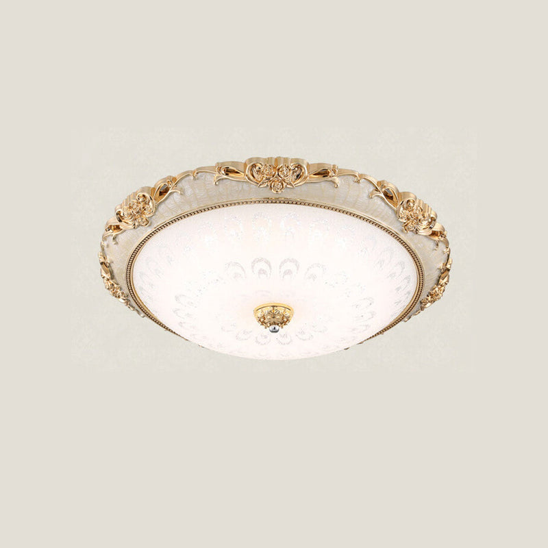 European Retro Round Floral Design LED Flush Mount Ceiling Light