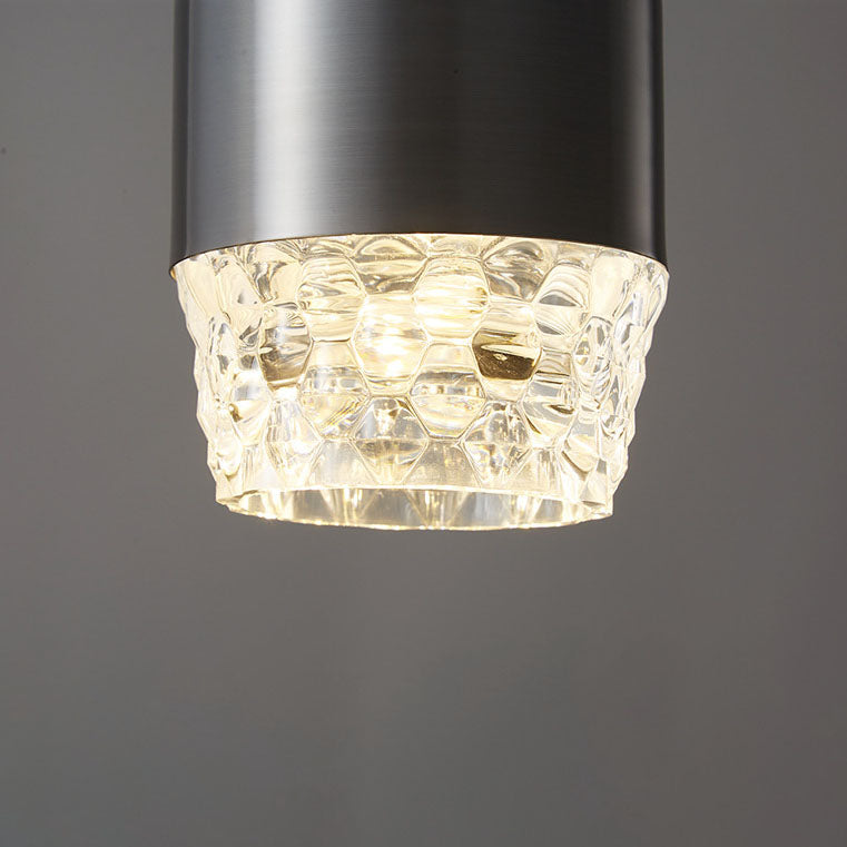 Modern Light Luxury Cylindrical Copper Acrylic LED Pendant Light