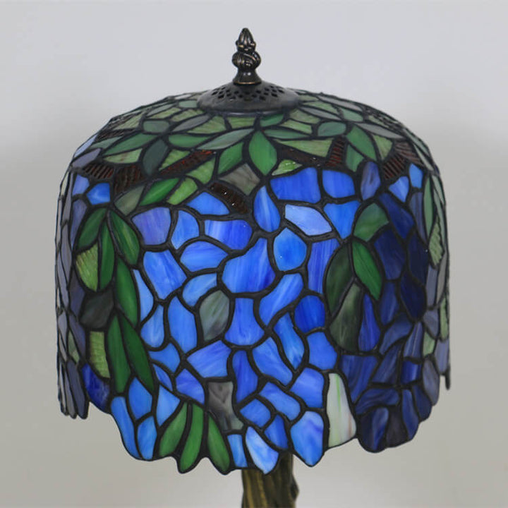 Abat-jour cylindrique en verre coloré Tiffany Fleur 1 lumière pour lampe de table 