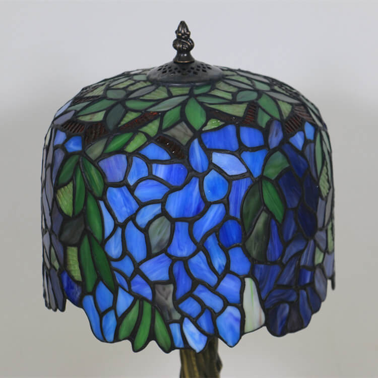 Tiffany Colored Flower Glass Cylinder Shade 1-Light Table Lamp