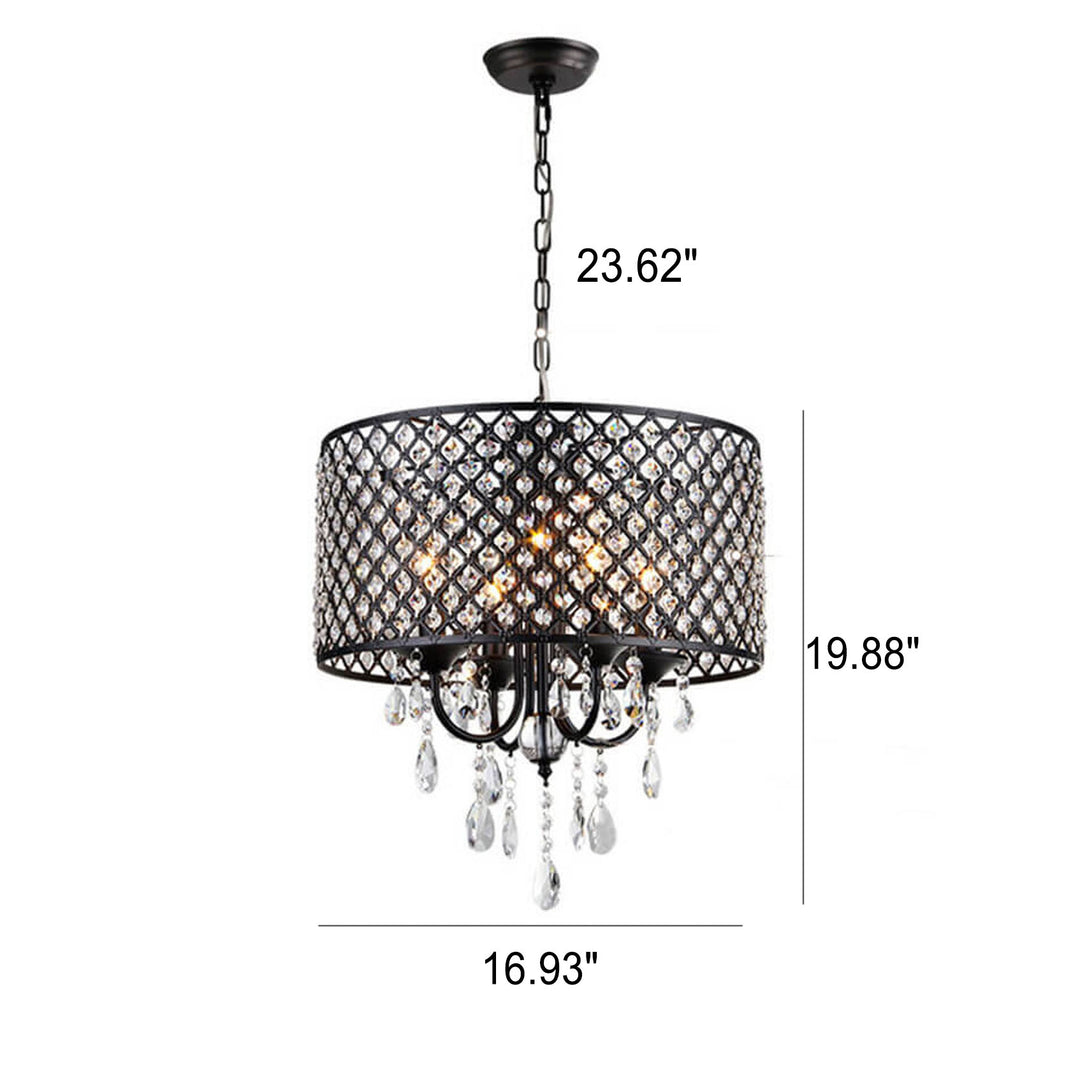 Modern Luxury Crystal Branch Round 4-Light Chandelier