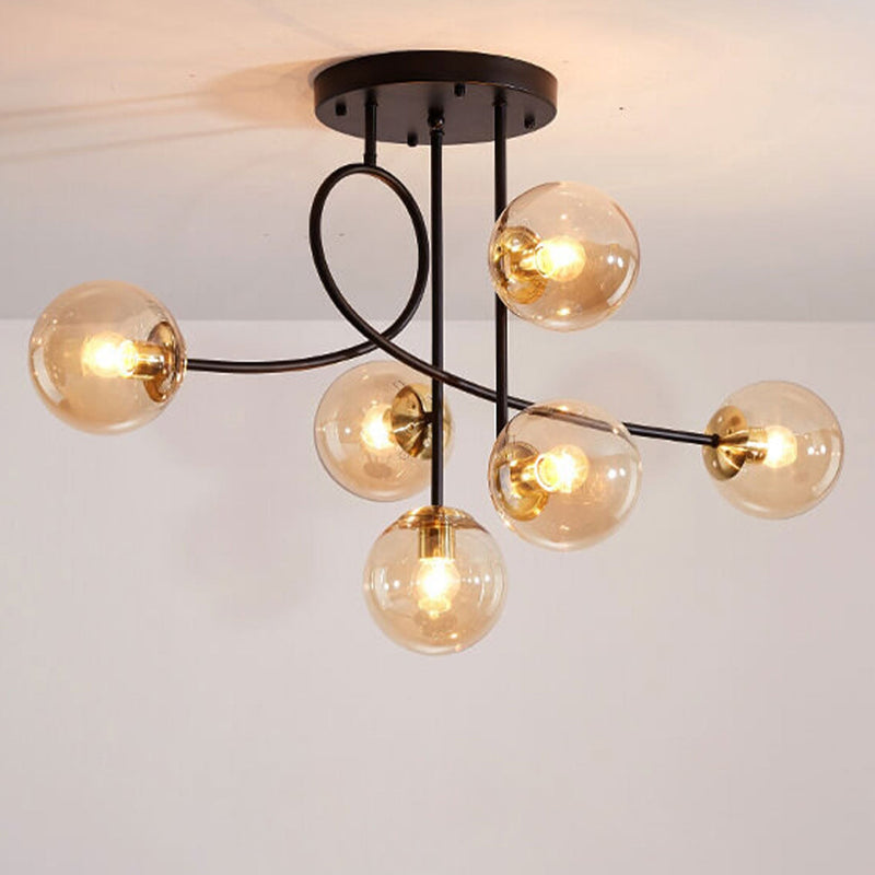 Nordic Light Luxury Magic Bean Glass Ball 6-Light Semi-Flush Mount Ceiling Light