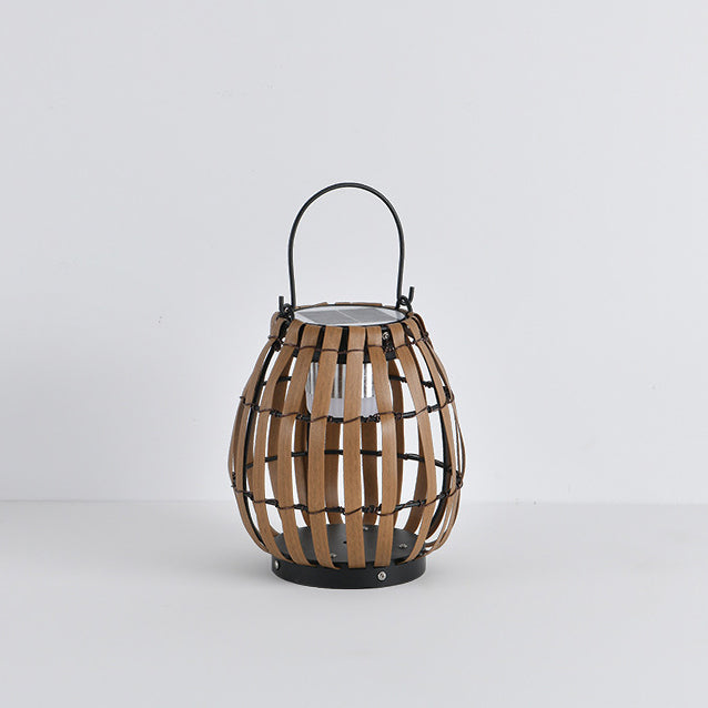 Zeitgenössische Retro Imitation Rattan Weben Käfig Wasserdichte LED Rasen Landschaft Licht Für Garten 