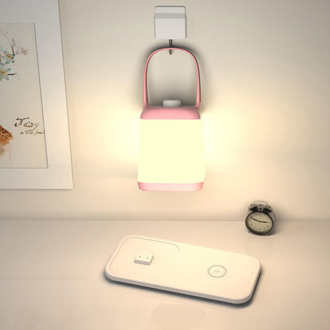Lampe de Table LED Rechargeable Sans Fil en ABS Portable avec Bocal Carré Créatif 