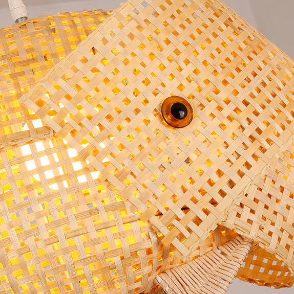 Chinese Retro Bamboo Weaving Fish Shape 1-Light Pendant Light