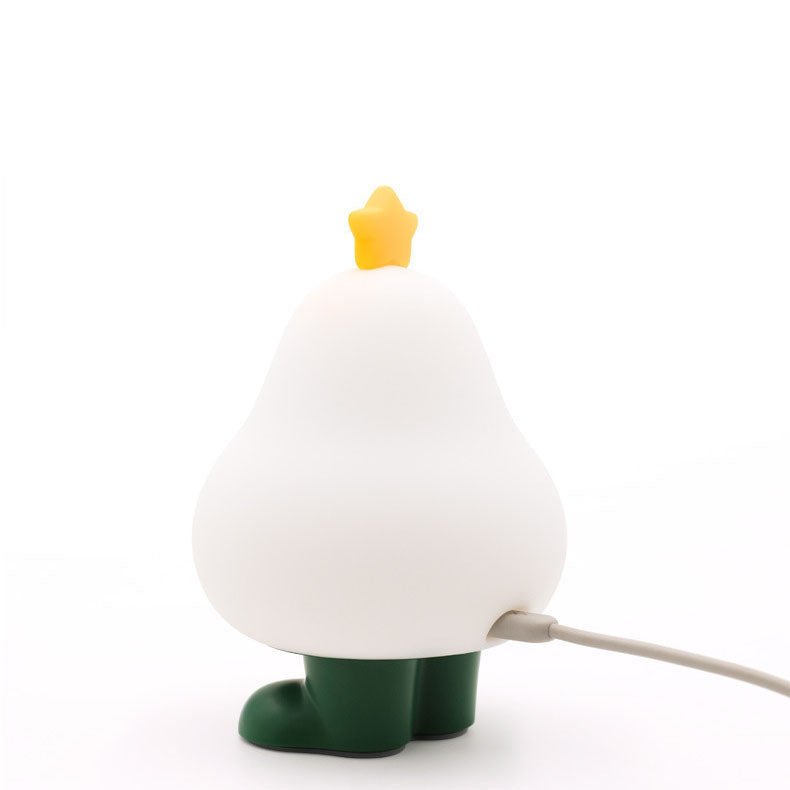 Contemporary Creative Cartoon Pear Silicone ABS HIPS Timing USB Rechargeable LED Night Light Table Lamp For Bedroom