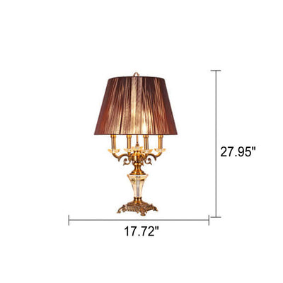 Lampe de table moderne avec abat-jour en tissu de luxe, base en cristal, 3/4 lumières 