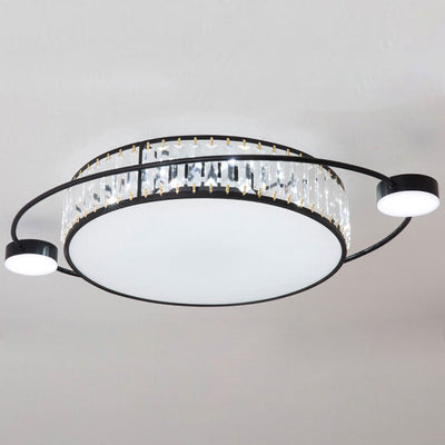 Nordic Luxury Crystal Round Ring Satellite LED Flush Mount Ceiling Light